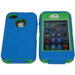  Iphone 4 4S Body Armor Defender Case Light Blue and green 