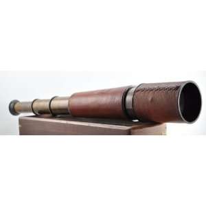  Antique maritime brass spyglass telescope 32  leather 