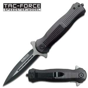   All Black Spring Assisted Knife With Glass Breaker