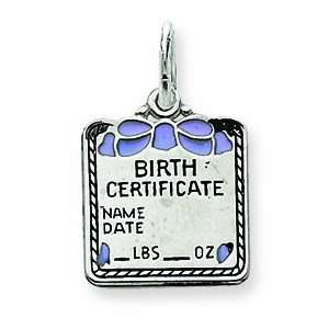  Sterling Silver Blue Birth Certificate Charm Jewelry