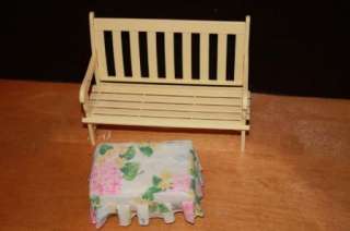 Doll Furniture Plastic Bench and Flower Foot Stool  