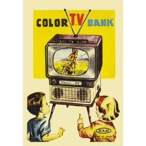  Color TV Bank 12x18 Giclee on canvas