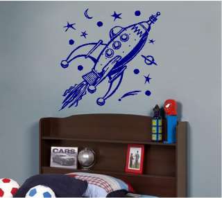 Rocket Spaceship Kids Vinyl Wall Art Sticker Decal  