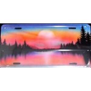 Lake and Trees Sunset license plates plate tag tags auto vehicle car 