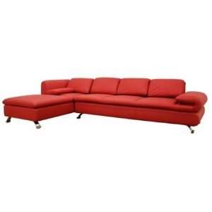   Red Set Misha Series Red Leather Modern Sectional Sofa