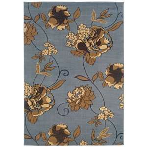 Home Fashions Design Charbel Steel Blue Floral Contemporary Rug 