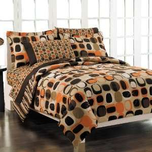    Geometric Orange and Brown All Cotton Comforter Set