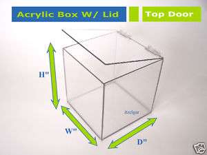 Acrylic Plexiglass Case Box With Lid 5 x 5 x 5  