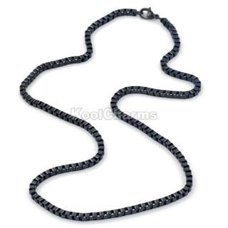 Fashion 3MM Box Black Tone 316L Stainless Steel Necklace Chain KN89 