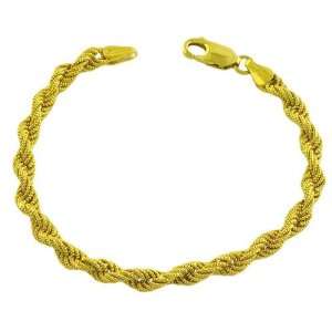 18 Karat Yellow Gold over Sterling Silver Satin Rope Bracelet (8 Inch)