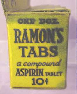 Vintage RAMON Medicine Tabs Display Box & 3 Sample Tab Packages with 