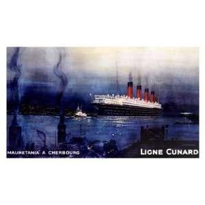  Cunard Line, Mauretania to Cherbourg Giclee Poster Print 