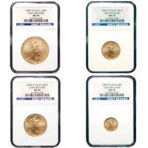  2008 W Four Piece Gold American Eagle Set MS70 NGC Early 