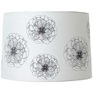  Off White Flower Graphic Drum Lamp Shade 15x16x11 (Spider 