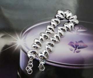 925 Sterling Silver Plated Heart Toggle Cham Link Bracelet JB26