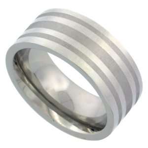  Surgical Steel Flat 9mm Wedding Band Ring 3 Laser Etched 