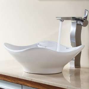   Tulip Ceramic Sink and Sonus Faucet Chrome, White