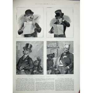  1888 Comedy Print Dogs Costumes Funny Antique