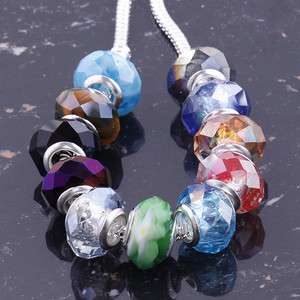   Wholesale Charms Faceted AB Crystal Glass European Beads Fit Bracelets