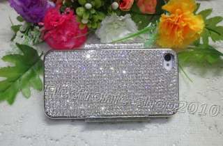   Bling Swarovski Crystal Silver Chrome Case For iPhone 4 4G 4S  