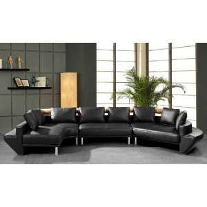   Mars Ultra Modern Black Leather Sectional Sofa