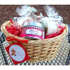  Holiday Gift Basket 2 Bath Bombs and Soy Candle in Cozy 