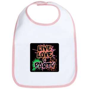  Baby Bib Petal Pink Live Love and Party (80s Decor 