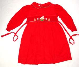 Girls SILLY GOOSE Holiday RED DRESS Smocking Gingerbread ~ 6  