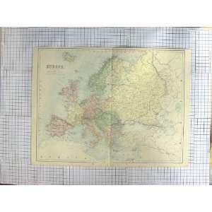   ANTIQUE MAP c1870 EUROPE ITALY FRANCE SPAIN