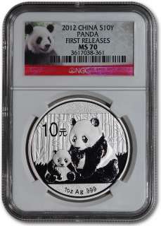 2012 China Silver Panda (1 oz) 10 Yn   NGC MS70   First Releases   Red 