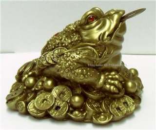 Feng Shui Money Lucky Gold Chinese Coin 3 leg Frog #LGS  