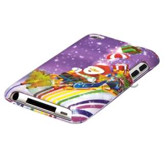 Purple Deer Sleigh Cart Hard Case Cover for iPod Touch 4th Gen 4G 