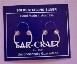 16mm Sleepers Hinged Earrings Pair STERLING SILVER Plain  