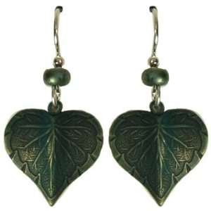 Jody Coyote Green Heart Shaped Leaves Drop Earrings CD010