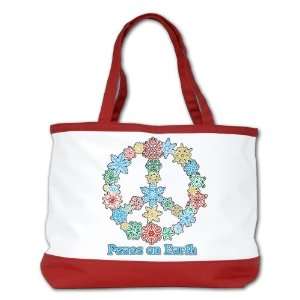Shoulder Bag Purse (2 Sided) Red Christmas Snowflake Wreath Peace 