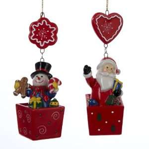   Dudes Santa and Snowman Porcelain Christmas Ornaments
