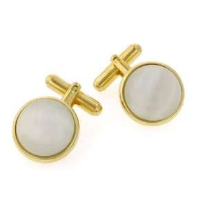 Classically styled convex white cats eye cufflinks with presentation 