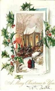 1907 Embossed Christmas Postcard Winter Scene  