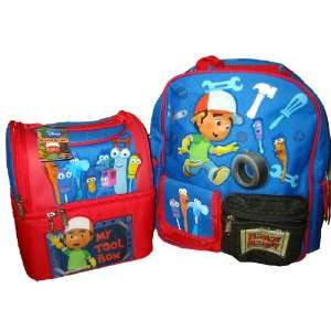  2pc Disney Handy Manny Kids Backpack Lunchbox Bag 