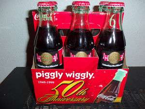 Six pack Piggly Wiggly 50th Anniversary full bottles  