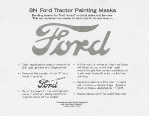 FORD 8N Tractor Painting Masks  