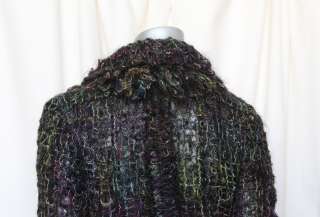 CHANEL Multi color MOHAIR YARN Fuzzy Knit Plaid Blazer Check Jacket 