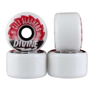  Divine City Slashers 64mm White Longboard Wheels (Set of 4 