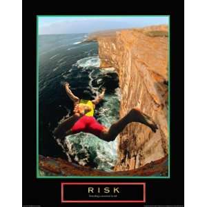  Risk Cliff Jumper Motivational Mountain Climbing Poster 