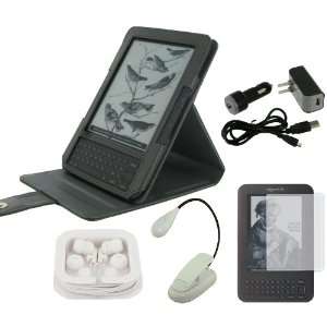 rooCase 7n1 (Grey Graphite) Leather Case with Stand / LED Clip On Book 