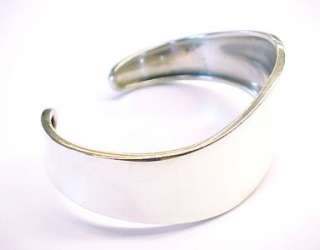 Sterling Silver Wavy / Curvy Design Shiny Fashion Cuff Bracelet 
