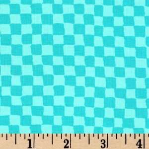  44 Wide Michael Miller Clown Check Turquoise Fabric By 