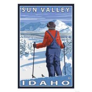  Skier Admiring, Sun Valley, Idaho Giclee Poster Print 