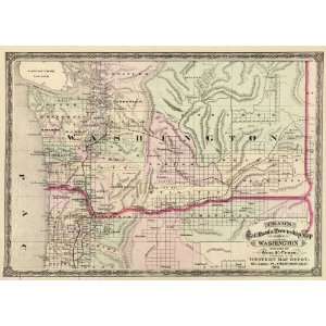    STATE OF WASHINGTON (WA) BY GEORGE F CRAM 1875 MAP