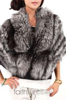 Luxurious Silver Fox Fur Cape/Wrap/Stole/Poncho  